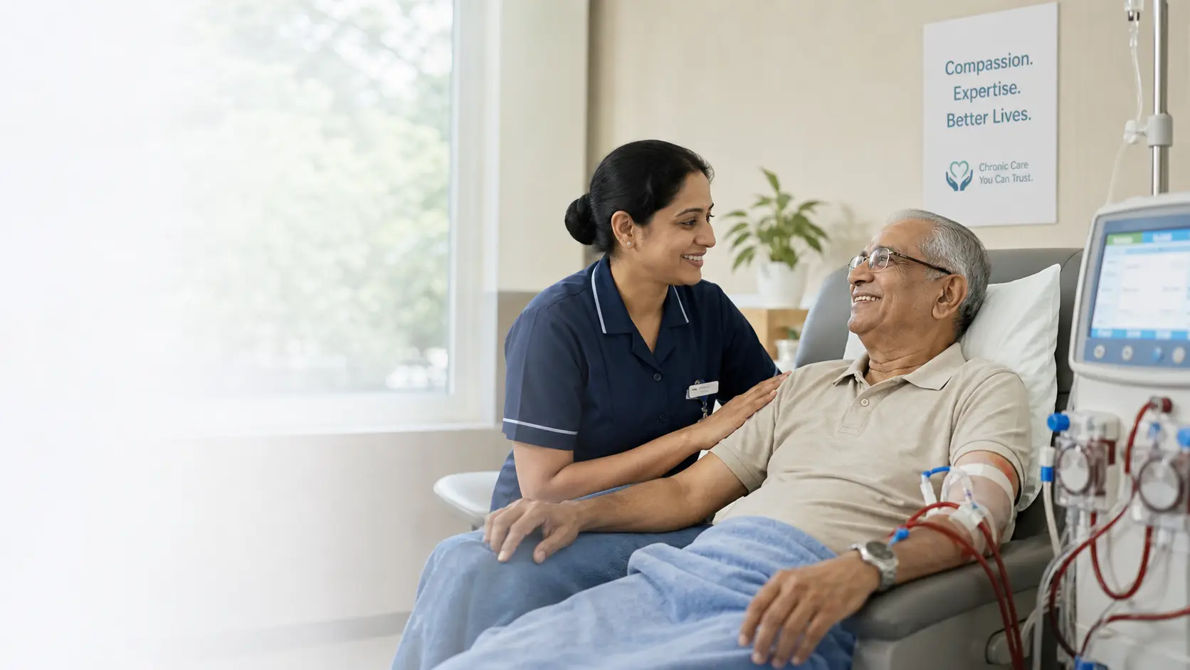 Senior parent receiving chronic care coordination at home